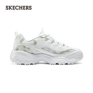 斯凯奇（Skechers）花海熊夏女耐磨厚底复古老爹鞋小雏菊150234 白色/绿色/WGR 39.5