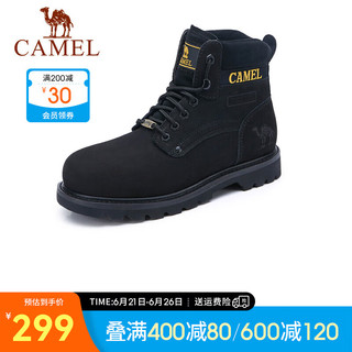 骆驼（CAMEL）经典大黄靴 秋冬季潮流牛皮工装靴 A842887034  黑色 男 42