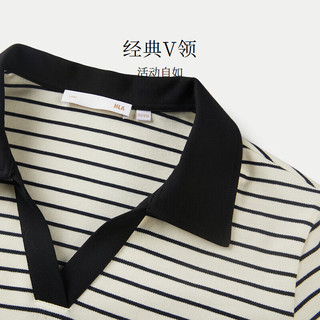 HLA海澜之家短袖Polo夏季24商务通勤条纹POLO衫女装 黑色条纹(Y7) 170/92A(XL)
