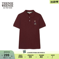 Teenie Weenie小熊夏季舒适刺绣休闲宽松短袖POLO衫女士T恤TW小熊 深红色 175/XL