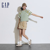 88VIP：Gap 盖璞 女装2024夏季新款洋气拼接钩花短袖T恤宽松时尚圆领上衣874528