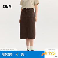 森马Semir森柔牛仔|商场同款牛仔半身裙女开叉2024新款秋季直筒裙复古 牛仔
