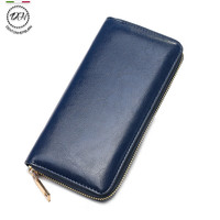 DENTON HEPBURN 丹顿赫本 新款钱包男牛皮长款休闲拉链钱包大容量商务手拿包钱包黑色 蓝色
