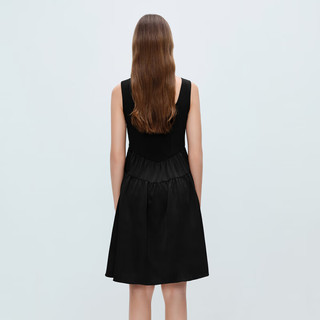 MOISSAC/摩萨克 夏经典法式无袖钻扣小黑裙连衣裙女 素黑 XS
