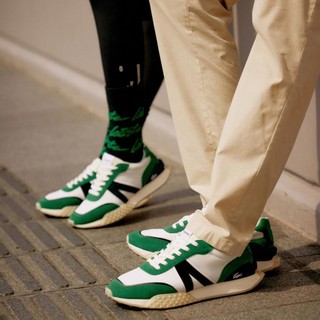 LACOSTE 拉科斯特 法国鳄鱼女鞋L-SPIN系列时尚白绿拼色休闲鞋日常舒适运动鞋