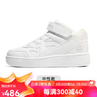 斯凯奇（Skechers）斯凯奇童鞋春秋小白鞋男女童白色板鞋高帮时尚休闲运动鞋 高帮款/白色/WHT 28.5码