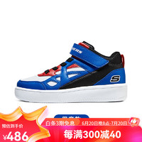 斯凯奇（Skechers）斯凯奇童鞋春秋小白鞋男女童白色板鞋高帮时尚休闲运动鞋 高帮款/蓝色/红色/BLRD 36码