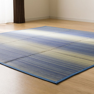 NITORI宜得利家居 夏季家用凉席榻榻米地毯日式蔺草地毯 蓝色彩条 1