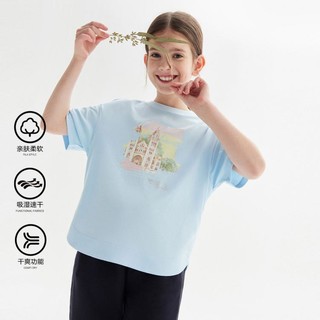 限尺码：FILA 斐乐 女中大童（130-165）T恤女童宽松针织短袖衫