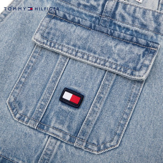 TOMMY HILFIGER 24春夏童装女纯棉提花牛仔背带裙TH2332063/TH2422811 牛仔蓝433 6/120cm