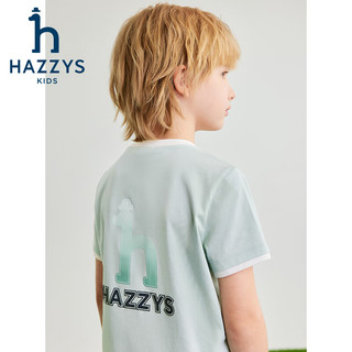 哈吉斯（HAZZYS）品牌童装男童套装2024夏季舒适吸湿速干轻薄弹力简约休闲套装 青黛绿 130cm