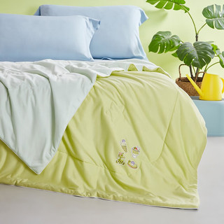 罗莱儿童床上用品A类抗菌可水洗夏凉被子被芯凉感大豆纤维被 空调被-绿色 150*215cm