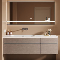 柏悦森现代轻奢浴室柜组合洗手洗脸洗漱可丽耐一体盆洗漱盆台面盆挂墙 170cm 主柜+可丽耐一体盆+智能镜