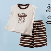 贝贝怡儿童无袖短裤套装2024帅气夏季男童套装两件套童装 咖色 120cm