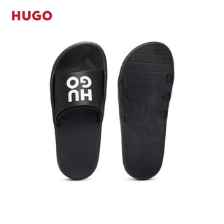 HUGO 男士2024夏季装饰鞋面休闲潮酷拖鞋 002-黑色 EU:40