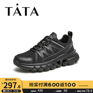 他她（TATA）2024秋时尚休闲男运动鞋QEZ01BM4 黑色 38