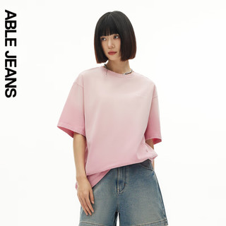 ABLE JEANS 24夏季TEE维尼熊复古街头印绣花宽松短袖T恤女 云镜粉 XS