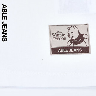 ABLE JEANS 24夏季TEE维尼熊复古街头印绣花宽松短袖T恤女 象牙白 XS