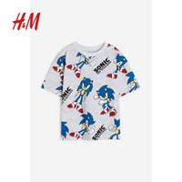 H&M HM 童装男童T恤夏季柔软舒适帅气卡通印花棉质圆领短袖上衣1117472