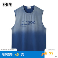 森马(Semir)背心男2024夏季设计感扎染无袖上衣街头风印花 蓝色调00388 170/88A/M