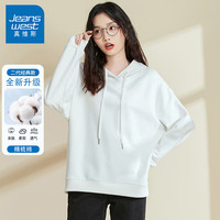真维斯(JEANSWEST)卫衣女夏季长袖韩版棉弹打底宽松百搭连帽上衣外套女白色L ED-33-222008白色