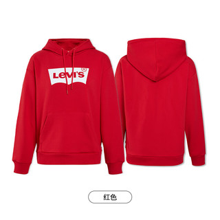 Levi's【红运当头】李维斯24夏季女士卫衣连帽外套简约新年红色 白色A4959-0009 L