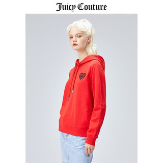 JUICY COUTURE 【简约时尚】橘滋卫衣女秋爱心LOGO套头卫衣连帽卫衣 黑色-S xs