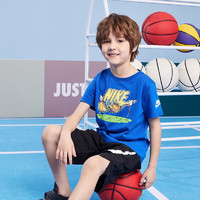 NIKE 耐克 童装男女童短袖T恤2022夏季儿童短T上衣 J514土耳其蓝 160(XL)