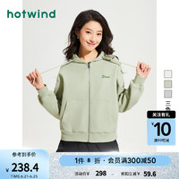 热风（Hotwind）卫衣外套女2024年春季女士简洁基础休闲舒适亲肤开衫 07绿色 M