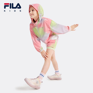 FILA斐乐童装儿童上衣2024女中大童运动跑步梭织外套 满印一-ZA 140