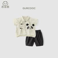 乖奇熊 男童宝宝短袖新中式套装夏季婴儿外出周岁衣服