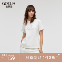 歌莉娅| 秋季  印花短袖针织T恤  1C7J0B090 05W米白（预计7月8日） S（预计7月8日）