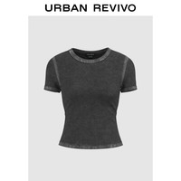 URBAN REVIVO 女士修身圆领短袖T恤 UWJ440068 黑色 XS