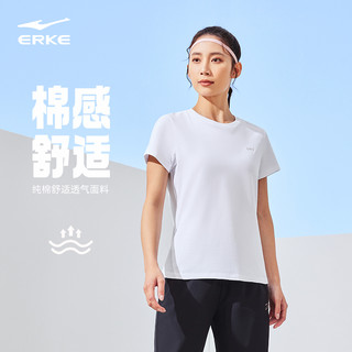 ERKE 鸿星尔克 t恤女2024夏季女士上衣运动服纯棉短袖女装半袖