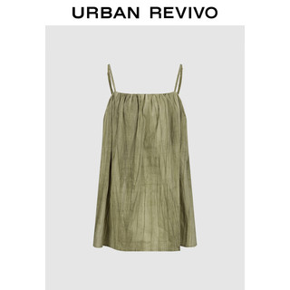 URBAN REVIVO 女士打揽肌理吊带衫 UWH240093 卡其绿 XS