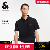 杰克·琼斯（JACK&JONES）夏季商务休闲简约百搭logo刺绣舒适清爽翻领POLO衫224206076 E40 黑色 E40 黑色 165/88A/XS