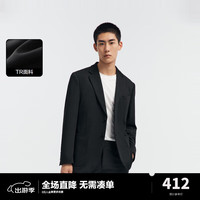 太平鸟男装新款修身西装商务斯文西服外套便西男士 黑色 (修身)