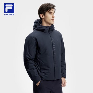 FILA 斐乐男装棉服2024春基础简约运动休闲连帽外套男 RD宝蓝-NV 190/108A/XXXL