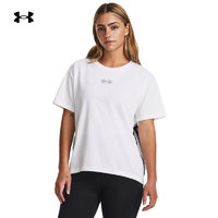 安德玛 UNDERARMOUR）夏季Crest女子高克重训练运动印花短袖T恤1379391 白色100 XS