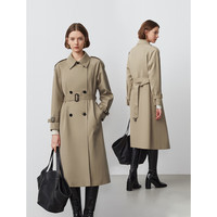 朗姿羊毛复古中长款风衣外套法式设计感气质春季大衣女24年 深米色2 L