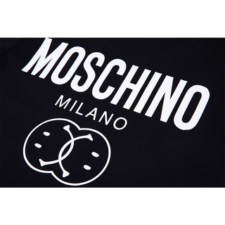 MOSCHINO 莫斯奇诺男士 Double Smiley 徽标平纹针织T恤 黑色 黑色印花 46