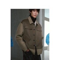 GXG 极简系列 冬季休闲撞色拼接含羊毛夹克