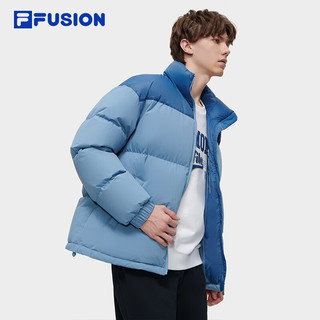 FILA FUSION斐乐潮牌羽绒服男冬季时尚撞色宽松立领上衣 莫迪蓝-BU 185/104A/XXL