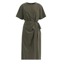 URBAN REVIVO 女士时尚简约气质褶皱系带连衣裙 UWH740069 石色 S