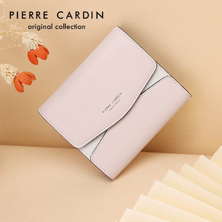 皮尔卡丹(pierre cardin)时尚牛皮钱包女百搭女士钱包迷你零钱包礼盒J3A609-500702S粉色/米白色闺蜜实用走心