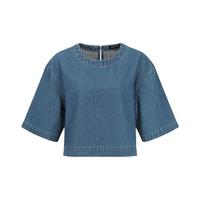 URBAN REVIVO 女士时尚休闲短款显瘦宽松牛仔T恤 UWH840105 蓝色 S