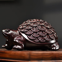 米囹 黑檀木雕刻金钱龟客厅摆件