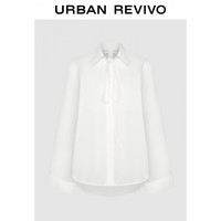 UR2024夏季女装知识分子风系带长袖开襟衬衫UWU240073 本白 XS