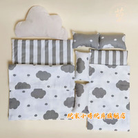 玩家小将棉花娃娃的床 棉花娃床20cm双人娃床上下铺15cm可睡家具实木娃娃 胖胖云【床品】 不加楼梯