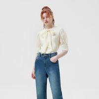 5+ Five Plus女夏装温柔风系带衬衫女泡泡袖别致上衣莱赛尔